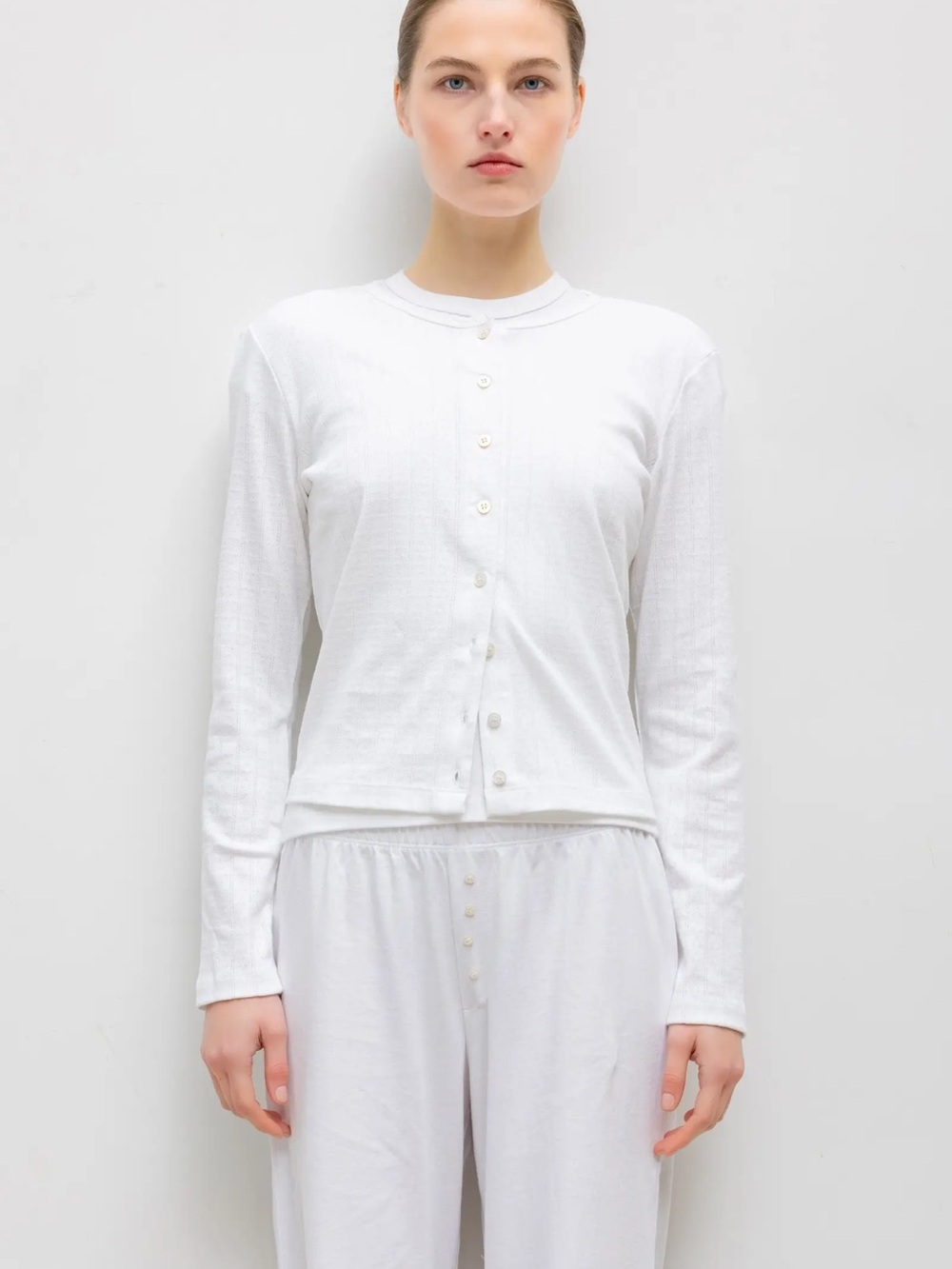 LESET White Pointelle Cardigan - Size S